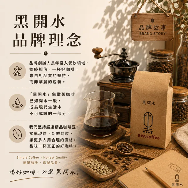 【黑開水】現烘貝貝卡藝伎日曬式淺培咖啡豆1磅(450克/包)