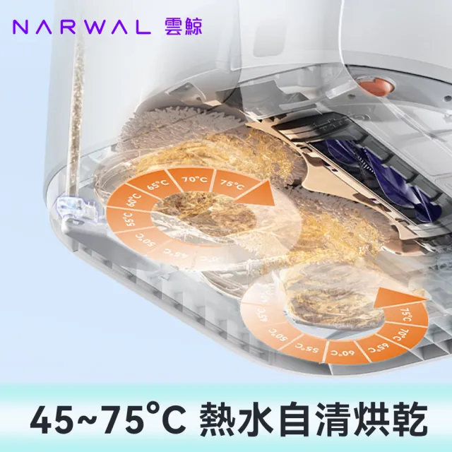 【Narwal 雲鯨】Freo Z10《 白鯨晶 》全能掃拖機器人(模擬人手加壓拖地／45-75℃熱水洗烘／認證級0纏繞)