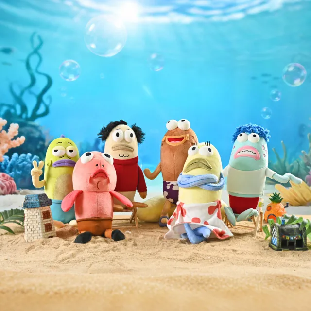 【SpongBob 海綿寶寶】32-39cm路人魚 絨毛娃娃 無情比耶/內心慌張/拜託拜託