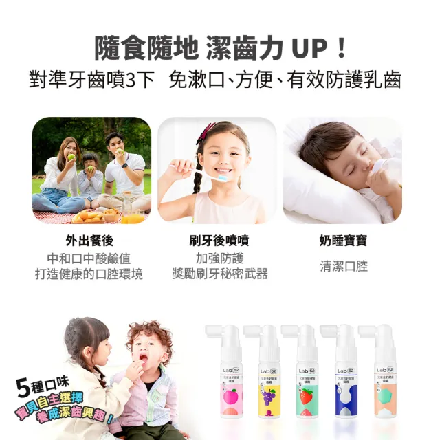 【Lab52 齒妍堂】含鈣健齒噴霧Plus 2入 口味任選(降口腔壞菌/奶臭/口臭/奶睡清潔/大童換/抑制蛀牙菌/噴劑)
