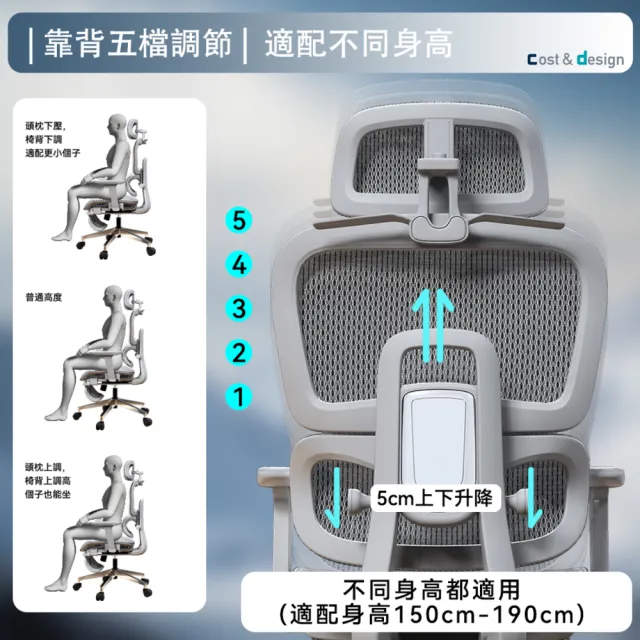 【C&D】太空艙人體工學椅PRO款(尼龍特網護臀坐墊)