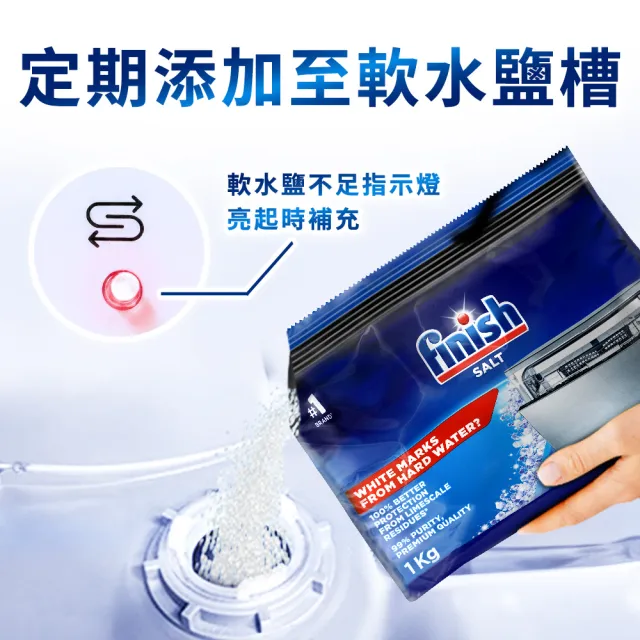 【finish 亮碟】洗碗機軟水鹽1kg 箱購8入組(軟化鹽/洗碗鹽/去水垢/洗碗機專用)