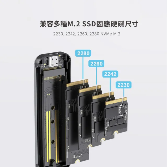 【PROBOX】NVMe M.2 SSD 外接盒 USB 3.2 Gen2 10Gbps(免螺絲快拆)