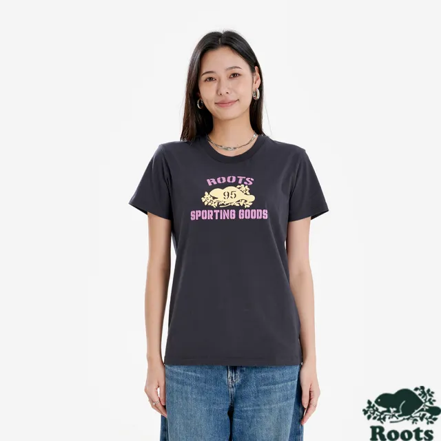 【Roots】SPORTING GOODS 短袖上衣 (黑灰色)