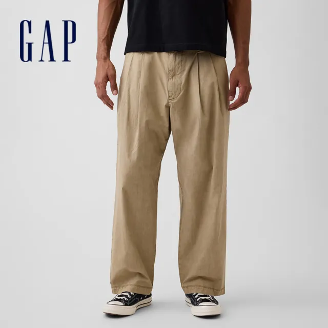 【GAP】男裝 舒適寬鬆桶形長褲-多色任選(895764)