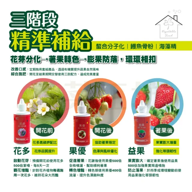 【蔬菜工坊】花果肥套組 3入 120ml 催花著果膨果 草莓蔬果花卉 有機