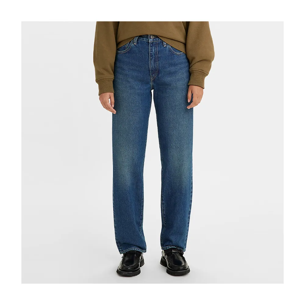 【LEVIS】LMC女款復古高腰舒適直筒牛仔長褲/及踝款 熱賣單品 75645-0022