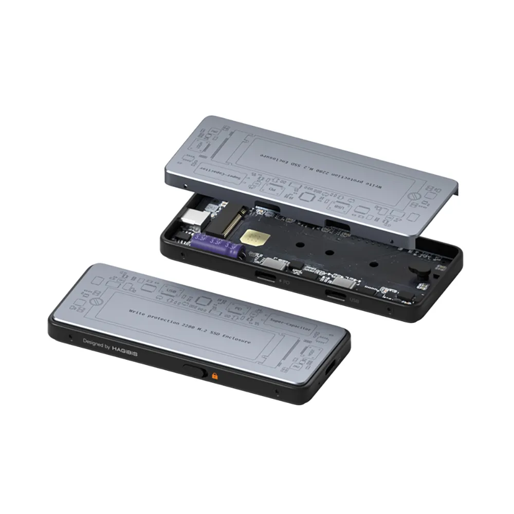 【HAGiBiS】MC200Pro鋁合金Type-C M.2 NVMePD硬碟盒擴充器(NVMe硬盤盒+USB2.0+PD100W+寫保護開關)