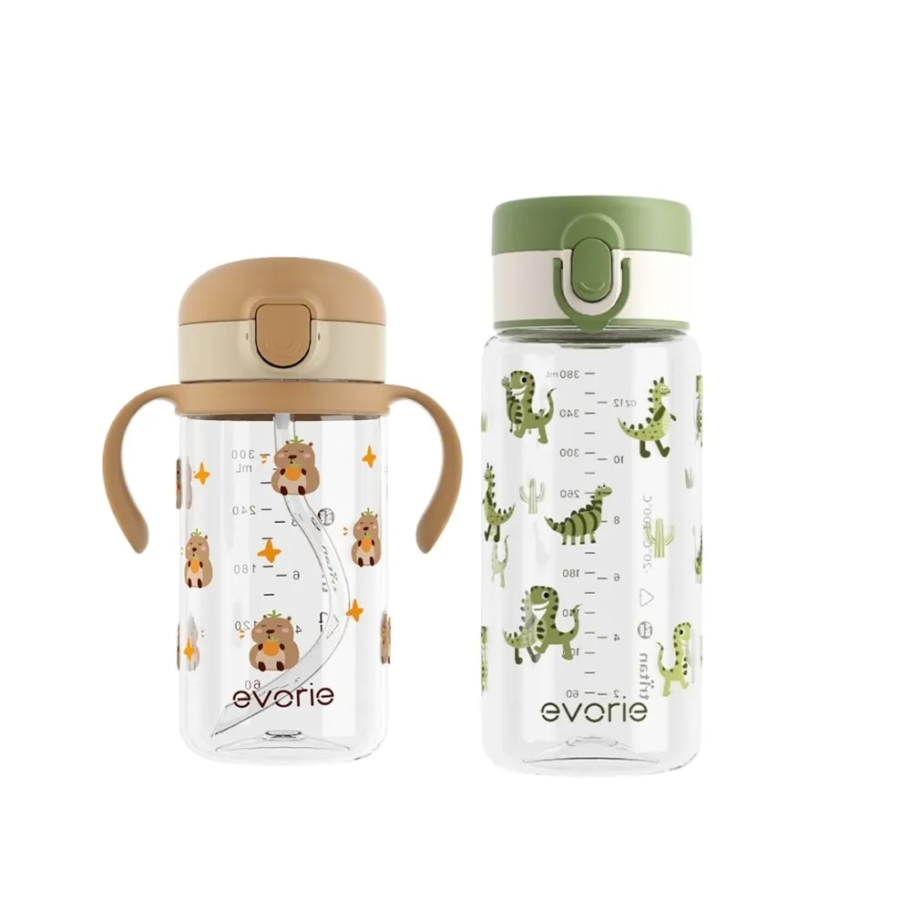 【Evorie】Tritan兒童水杯2入組(300mL380mL)微笑水杯