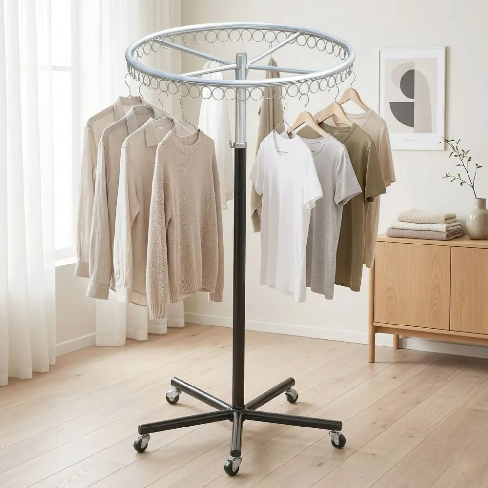 【Monarch 尊爵家】2入組-360度圓形旋轉式收納掛衣架(曬衣架 收納架 吊衣架 吊衣架 伸縮衣架)