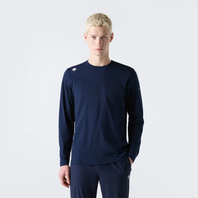 【DESCENTE】長袖上衣 男 快排 [TOUGH LIGHT] REGULAR FIT LONG SLEEVE T-SHIRT 藍 SR321TTL72-DDNV
