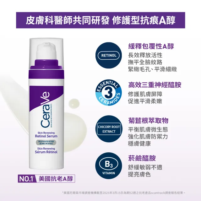 【CeraVe 適樂膚】全新上市雙入組★極抗痕A醇緊緻修護精華 30ml(撫紋緊緻)