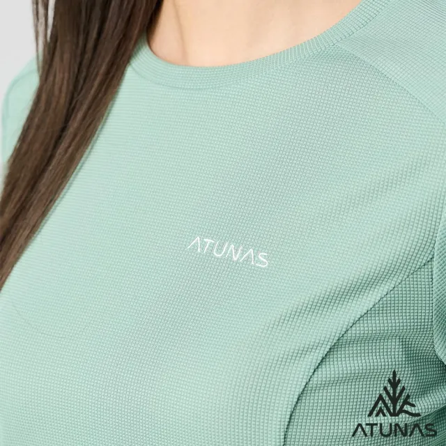 【ATUNAS 歐都納】女款POLARTEC POWER DRY長袖T恤(A1TSGZ02W霧綠/吸濕排汗/抑菌抗臭/抗UV/透氣/戶外)