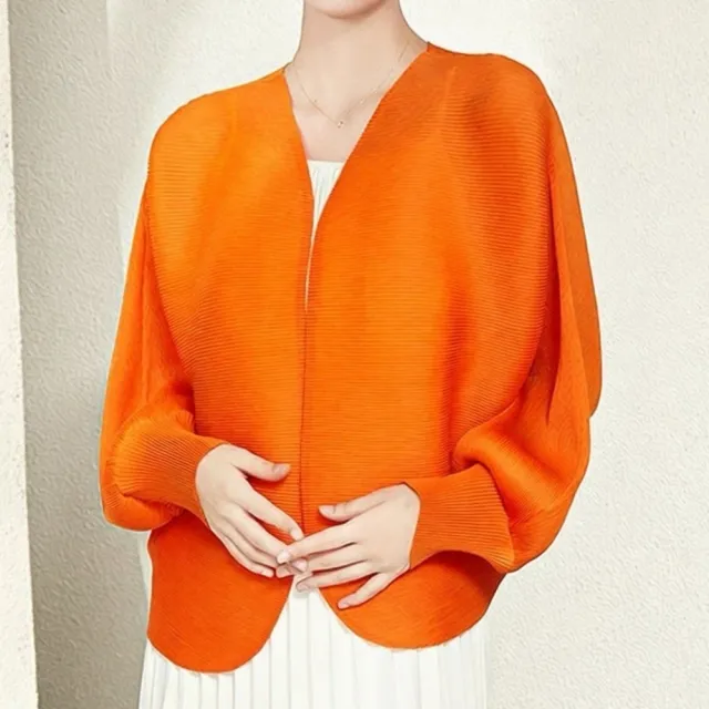 【巴黎精品】三宅風皺褶衣服上衣外套(摺衣壓褶百搭蝙蝠袖針織開衫折衣女外套2色n1jq62)