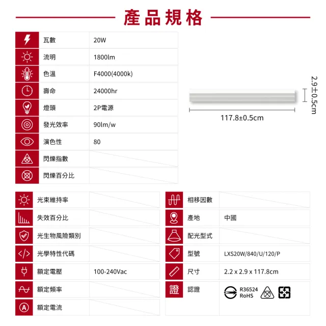 【旭光】4呎 LED支架燈 T5 20W 串接燈 層板燈 支架燈 一體化層板燈(30入組)