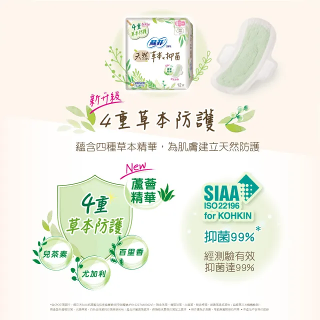 【Sofy 蘇菲】天然系列衛生棉原生棉/草本抑菌/有機棉/積雪草6入組(23cm/26cm/29cm)