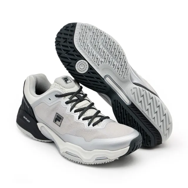 【FILA】AXILUS PRO 4 MS 中性網球鞋-銀/黑 (4-T502A-031)