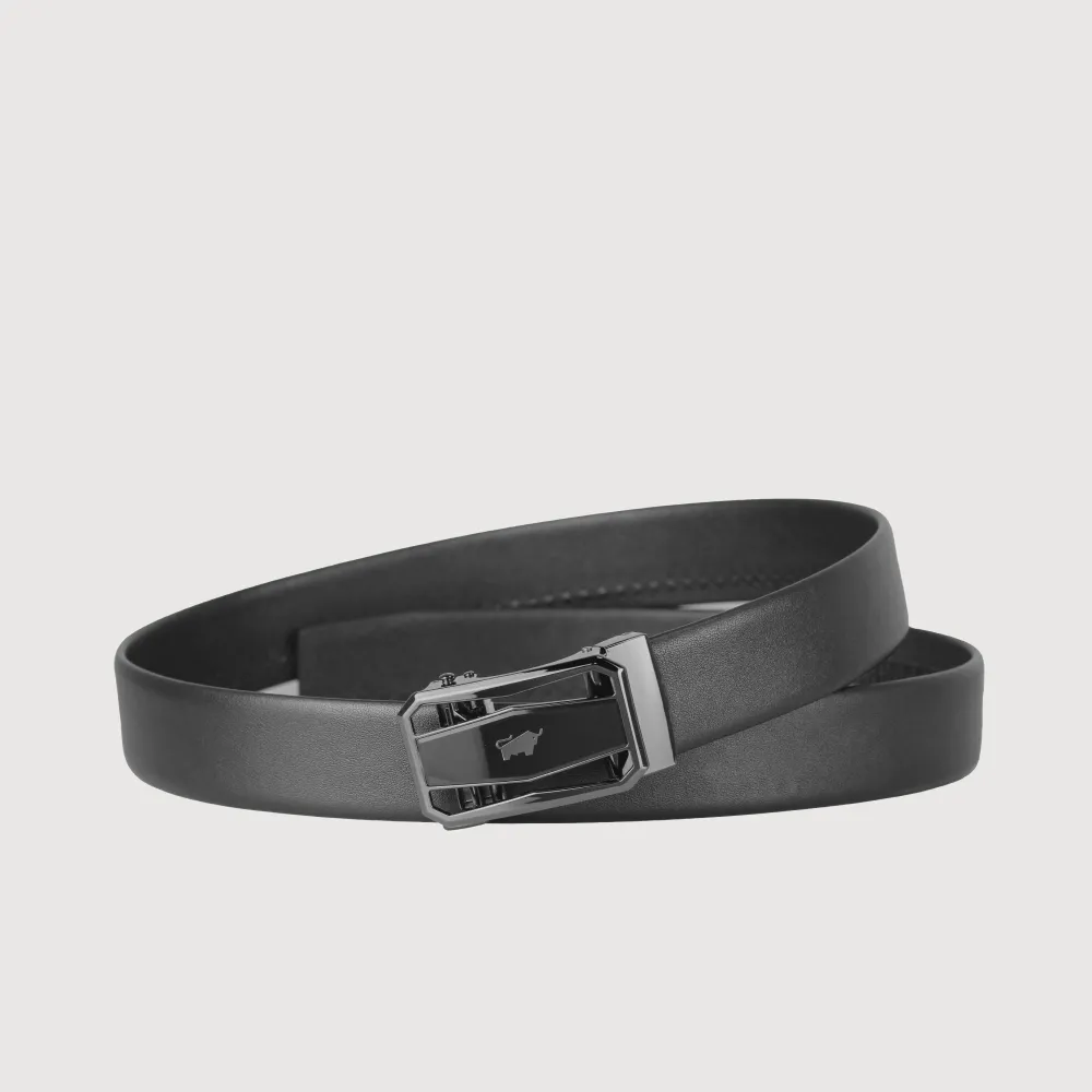 【BRAUN BUFFEL 德國小金牛】時尚紳士 鏤空自動扣皮帶-鎗色(BF25S-WEG21042-SGU) 送禮推薦