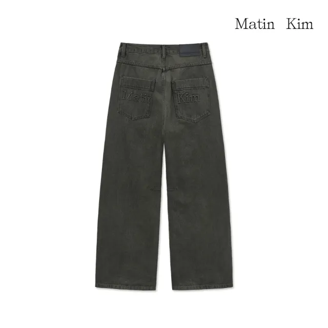 【MATIN KIM】官方旗艦 壓紋LOGO丹寧長褲(炭灰)