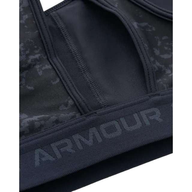 【UNDER ARMOUR】UA99精選 女 Crossback 印花中衝擊運動內衣_1361042-013(灰色)