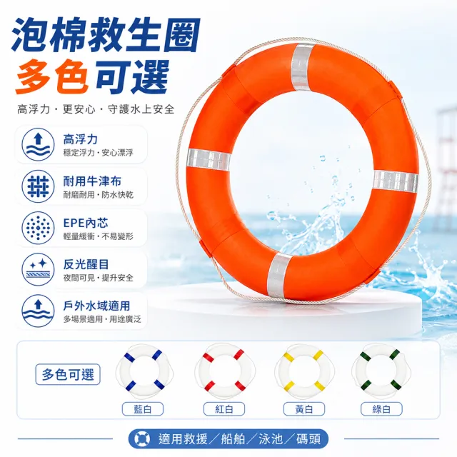 【TSUKUMI 津久見】救生圈 實心泡沫遊泳圈（中號內徑35cm*外徑60cm）塑料救生圈 高浮力救生浮圈