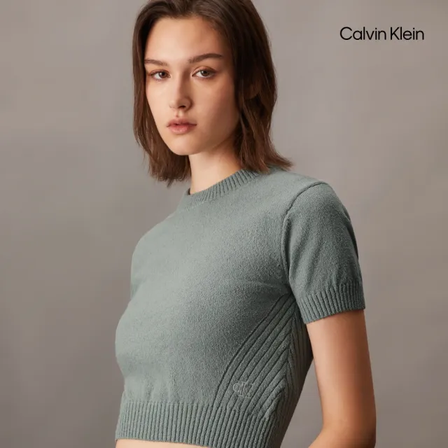 【CALVIN KLEIN】官方旗艦館CK 短版短袖毛衣_灰色