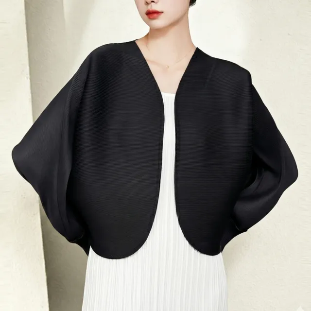【巴黎精品】三宅風皺褶衣服褶皺外套高級摺衣彈力女裝顯瘦折衣大碼(寬鬆防曬女外套2色k1ab6)