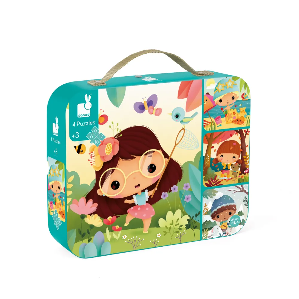 【法國Janod】厚片拼圖-四季(4合1 幼兒拼圖 厚片拼圖 寶寶拼圖)