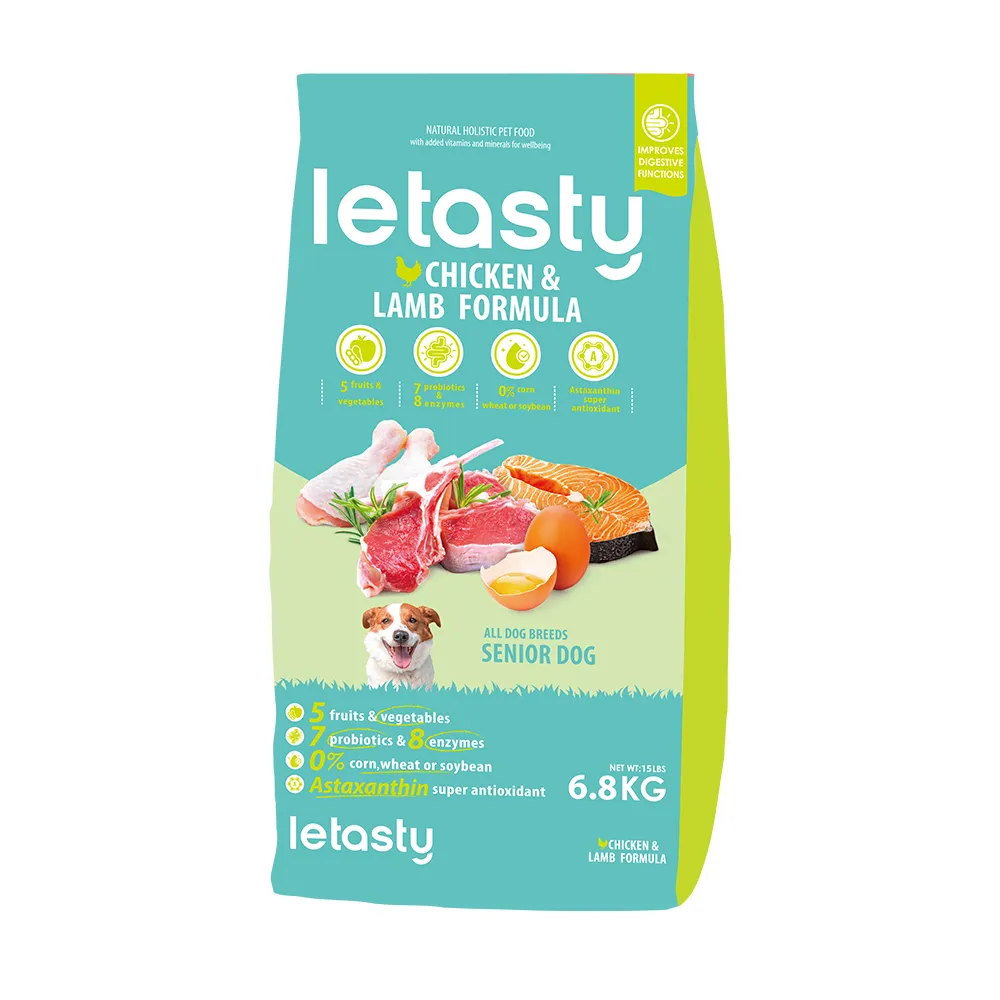 【letasty 鮮樂嚐】熟齡犬雞&羊&鮭魚高纖低脂配方6.8kg(熟齡犬 腸胃健康 益生菌 蝦紅素 酵素)