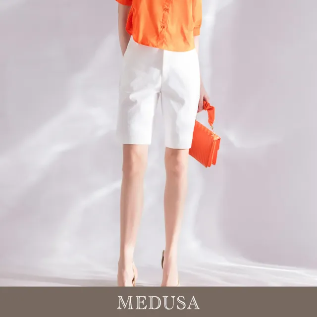 【MEDUSA 曼度莎】現貨-簡約M字造型褲耳及膝短褲 - 2色（M-2L）｜女短褲 休閒穿搭 休閒短褲