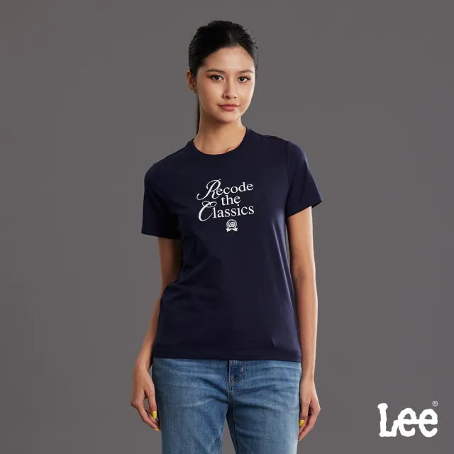 【Lee】女裝 短袖T恤 / 草寫標語印花 標準版型 共2色 / LB602114K14 LB602114132