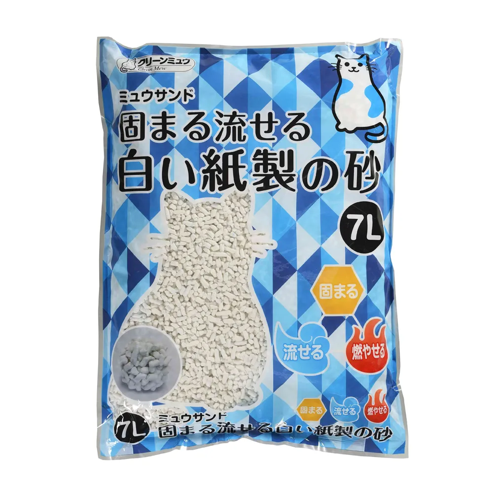 【Clean One】超凝結白色無香紙貓砂  6.5L-7包/箱(結團砂/大顆粒/可沖馬桶/日本製)