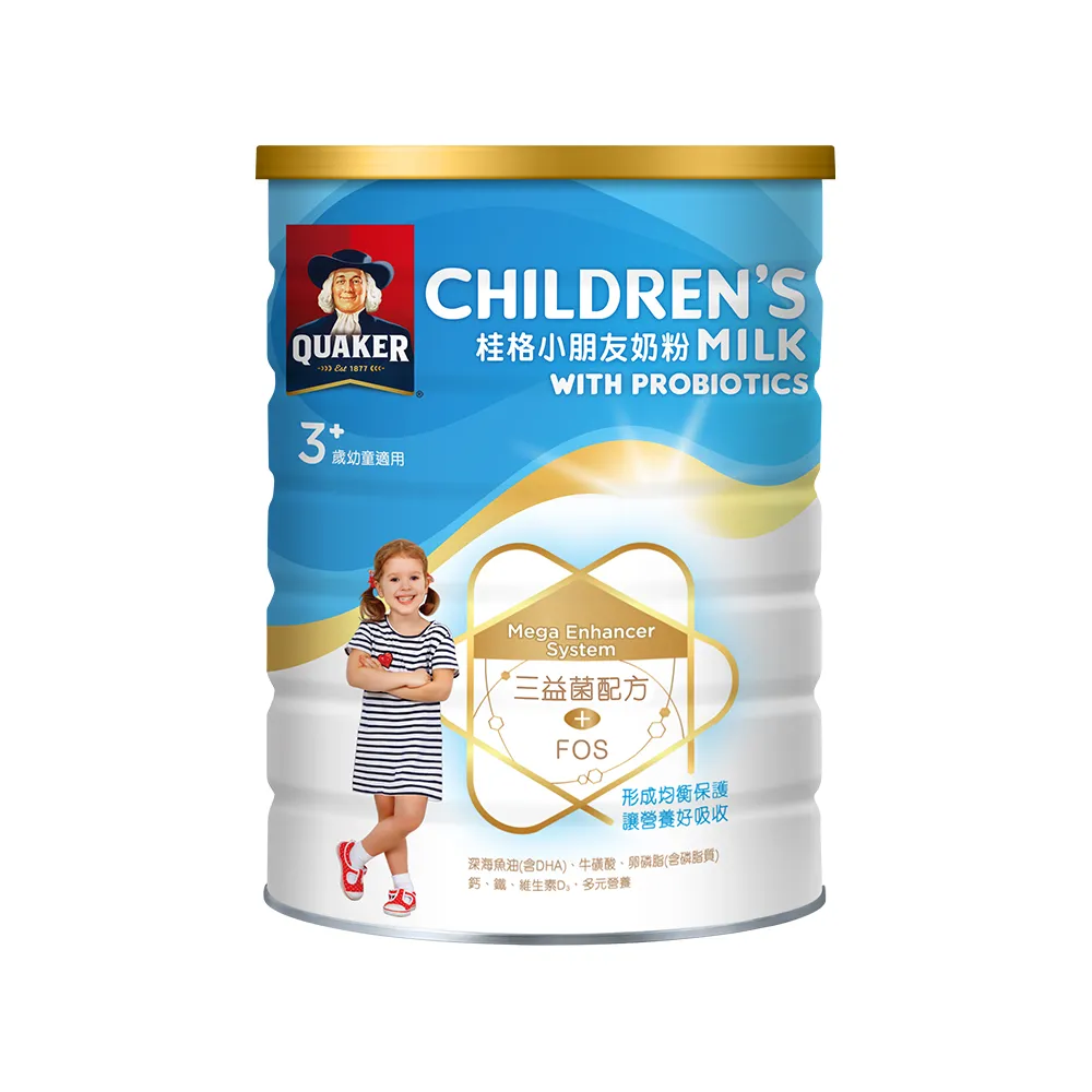 【QUAKER 桂格】三益菌小朋友奶粉 1500g*4罐(4號 3-10歲幼童適用)