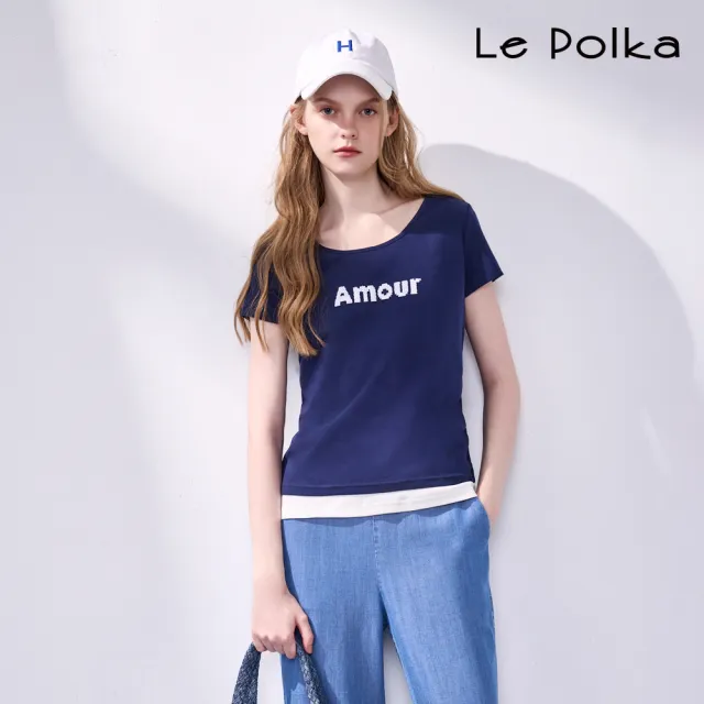 【Le Polka】刺繡文字上衣-女