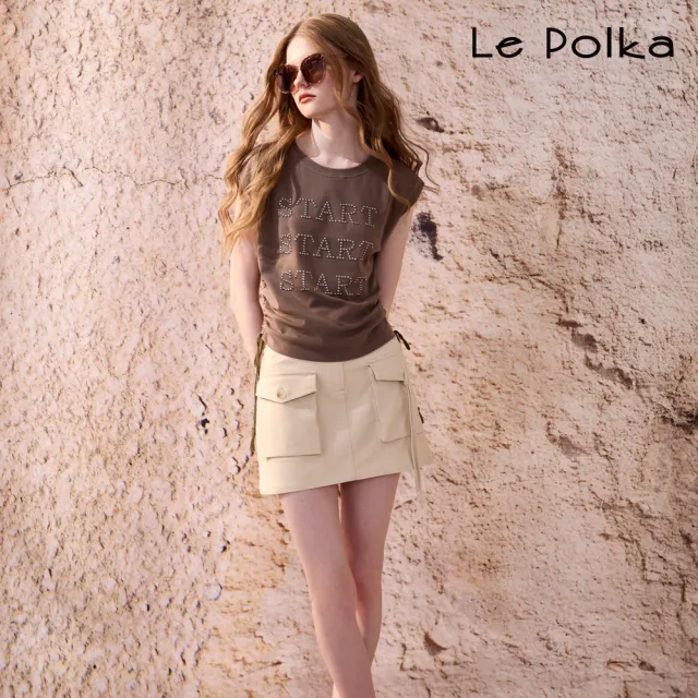 【Le Polka】立體口袋綁帶短裙-女