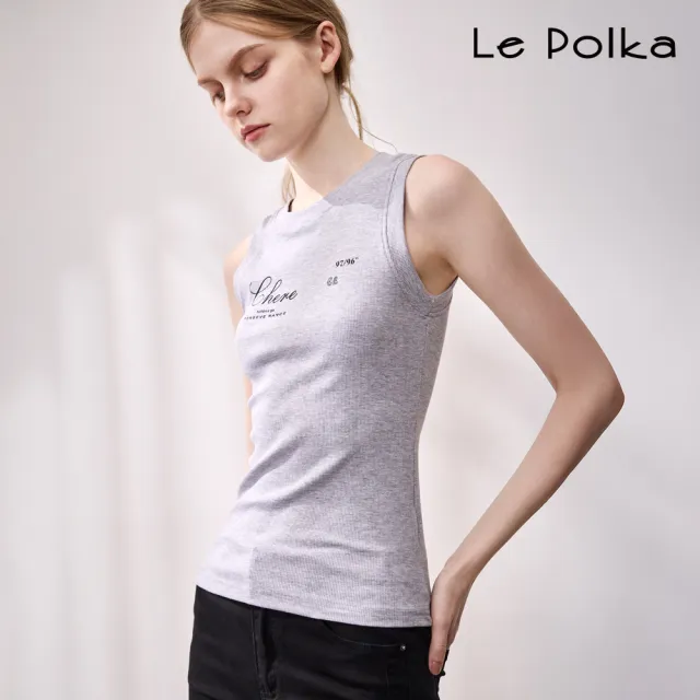 【Le Polka】文字印花坑條背心-2色-女