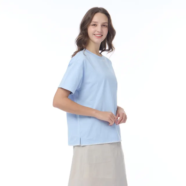 【NAUTICA】官方旗艦 女裝 甜心波浪滾邊涼感短袖T恤(藍色)
