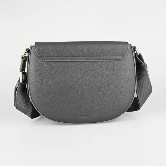 【FURLA 芙拉】FURLA精品粒面小牛皮旋轉式肩背斜背包(小/灰)