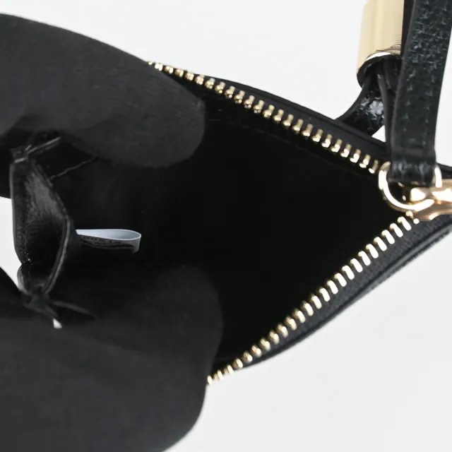 【FURLA 芙拉】FURLA精品粒面小牛皮附腕帶拉鍊零錢卡夾(小/黑)