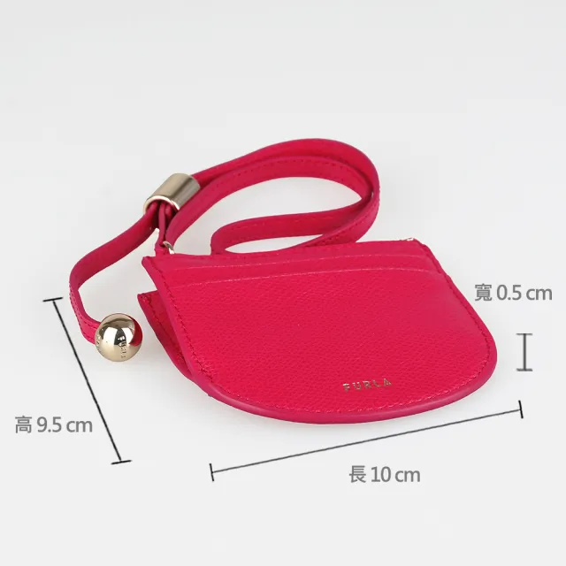 【FURLA 芙拉】FURLA精品粒面小牛皮附腕帶拉鍊零錢卡夾(小/紅)