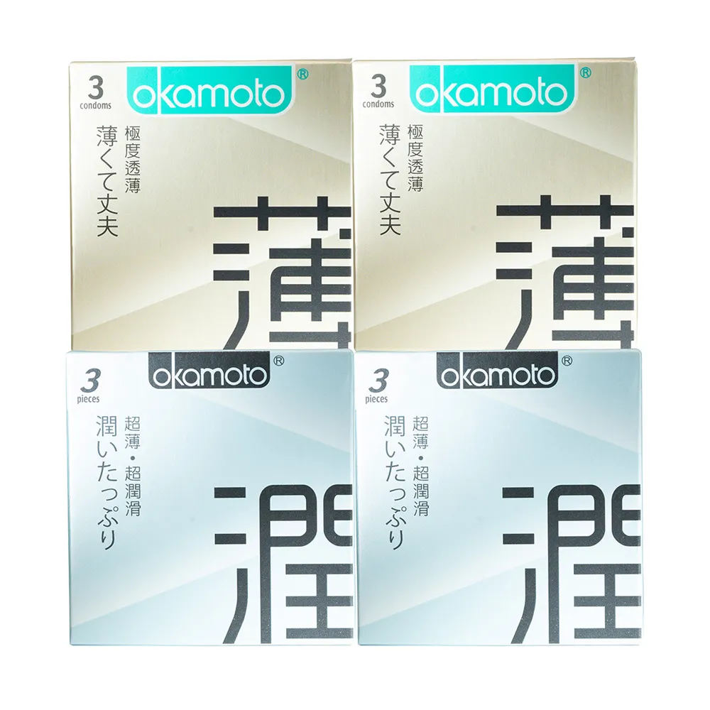 【okamoto 岡本】CITY透薄極潤保險套3入x4盒(共12入-加有潤滑劑/CITY超薄系列)