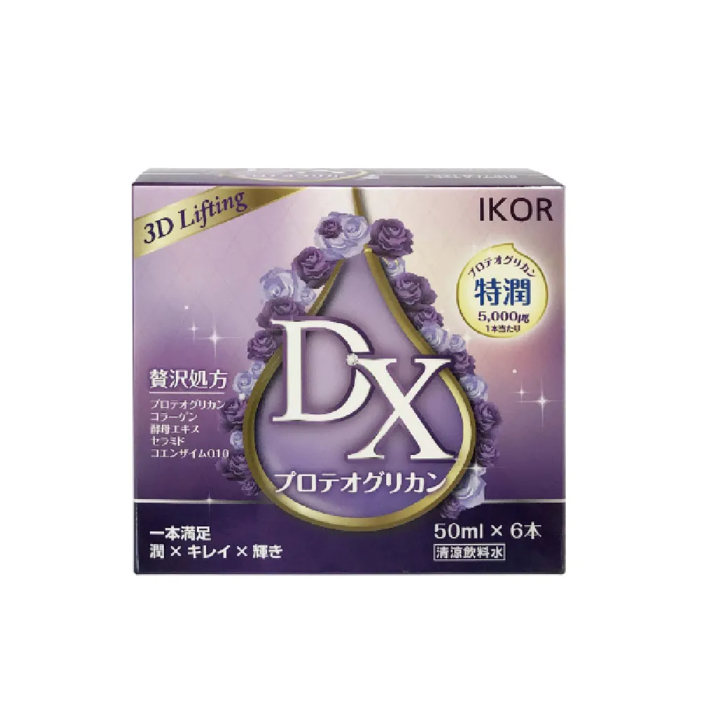 【IKOR】DX極美秘戀蛋白聚醣飲x1盒(6瓶/盒 蛋白聚醣 穀胱甘肽 極潤保水)