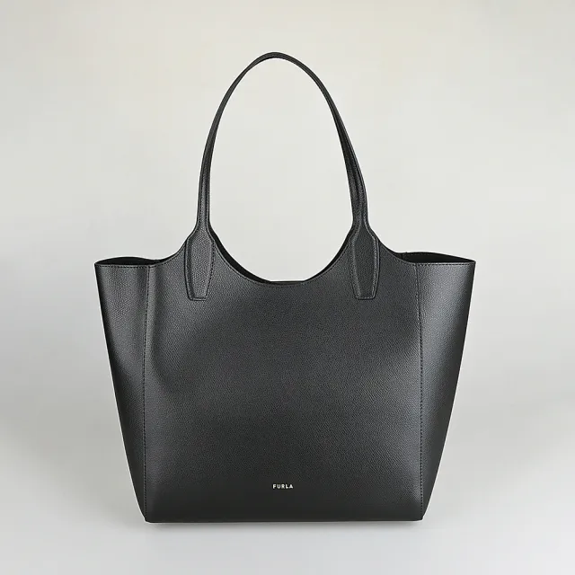 【FURLA 芙拉】FURLA精品小牛皮可拆外袋肩背托特包(中/黑)