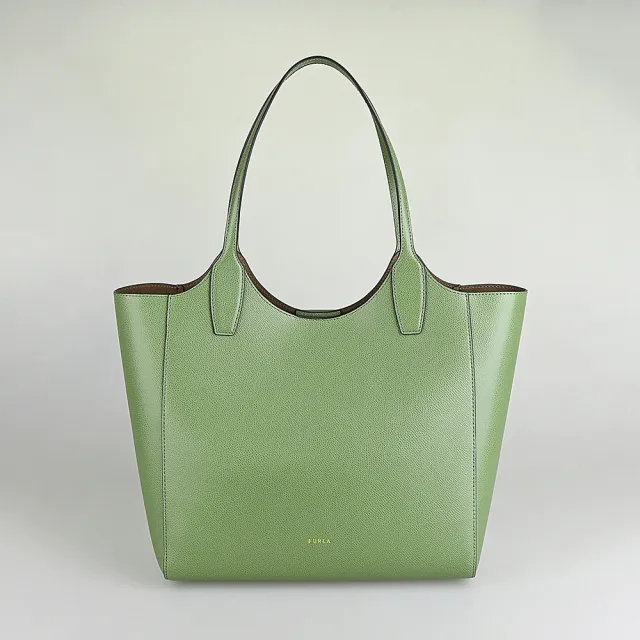 【FURLA 芙拉】FURLA精品小牛皮可拆外袋肩背托特包(中/牛油果綠)