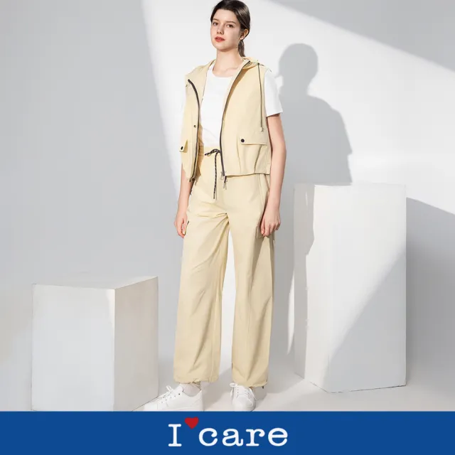 【I’Care 依卡】現貨-米黃冒險家工裝三件套（F）｜工裝套裝 三件套 休閒穿搭