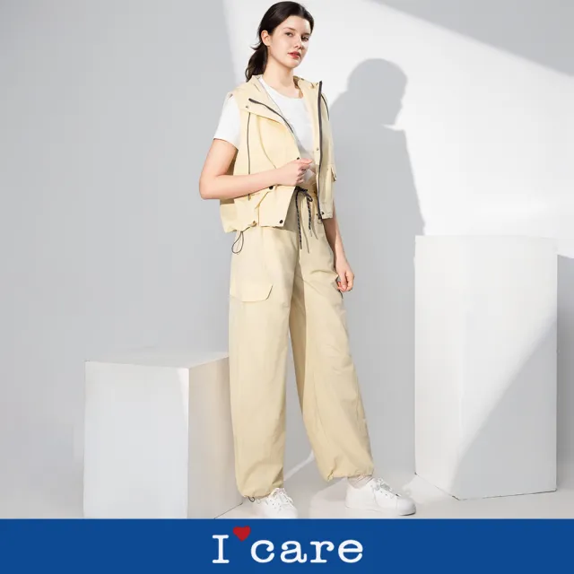 【I’Care 依卡】現貨-米黃冒險家工裝三件套（F）｜工裝套裝 三件套 休閒穿搭