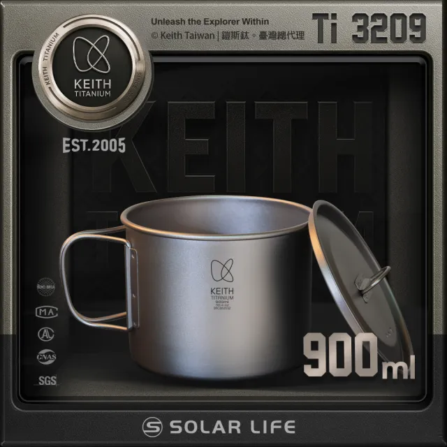 【Keith】鎧斯鈦單層鈦杯 900ml / Ti3209 純鈦杯子 鈦金屬杯 登山鈦杯 露營杯鈦水杯 馬克杯隨行杯