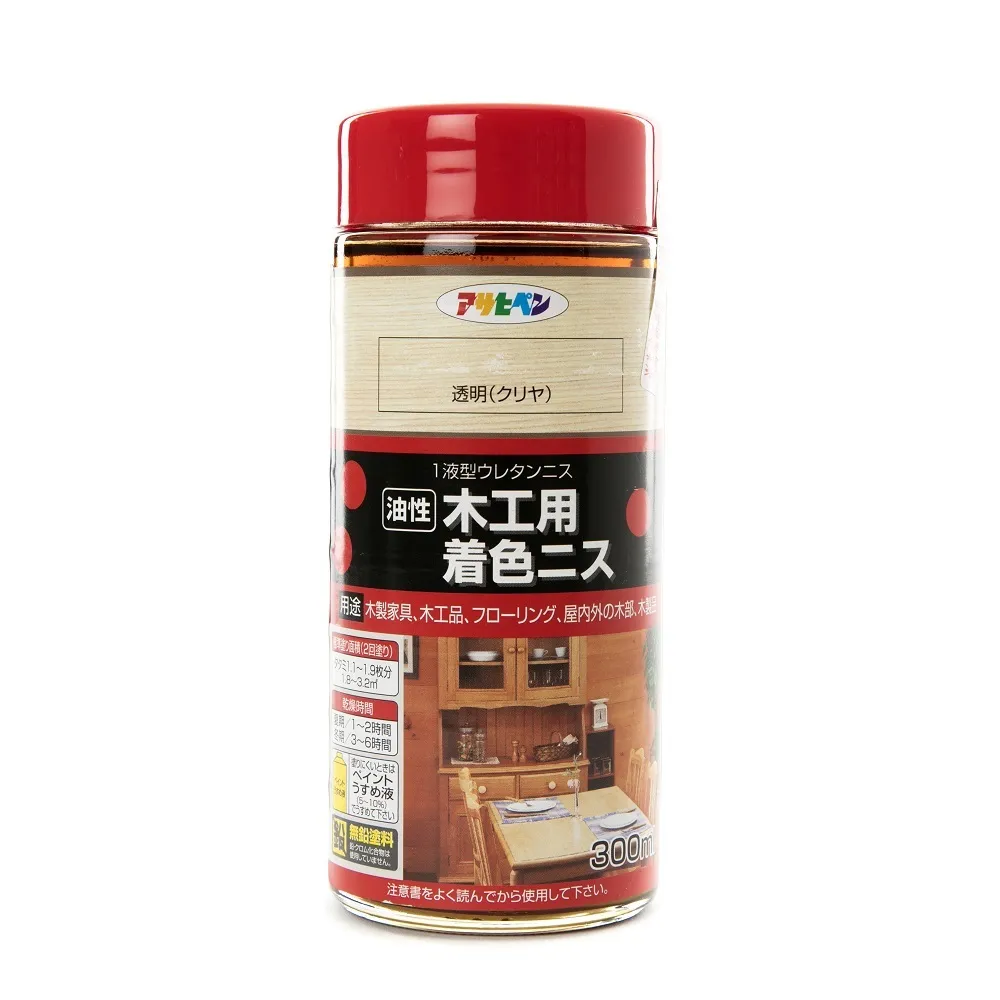 【特力屋】日本Asahipen 木器著色清漆 透明 亮光 0. 3L