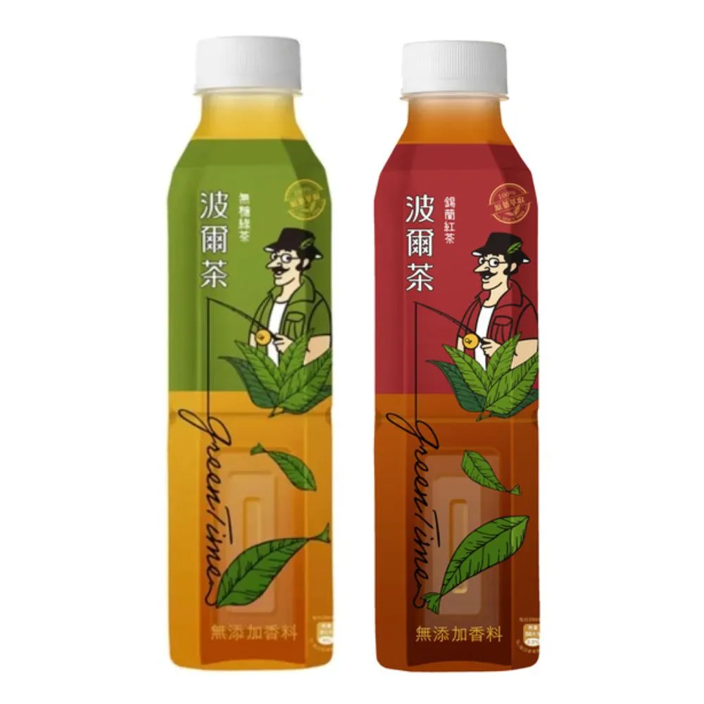 【金車/伯朗】波爾茶-錫蘭紅茶580mlx24入/箱+無糖綠茶x580mlx24入/箱(共48入)