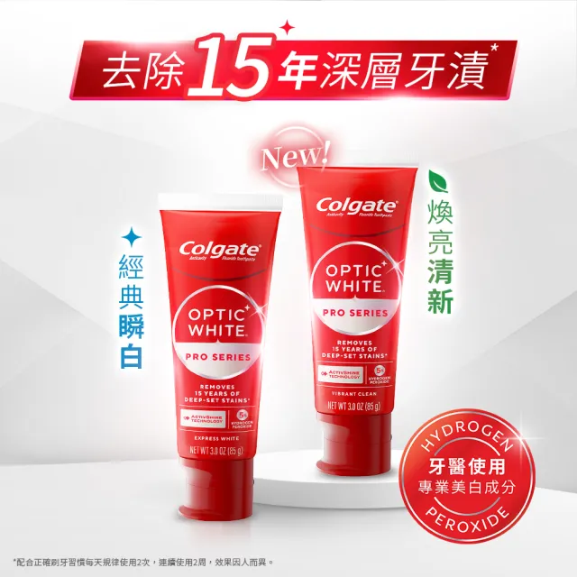 【Colgate 高露潔】OPTIC WHITE光感.白 5% Pro Series瞬白牙膏85gx2 (新上市/升級配方/IU代言/美白/亮白)